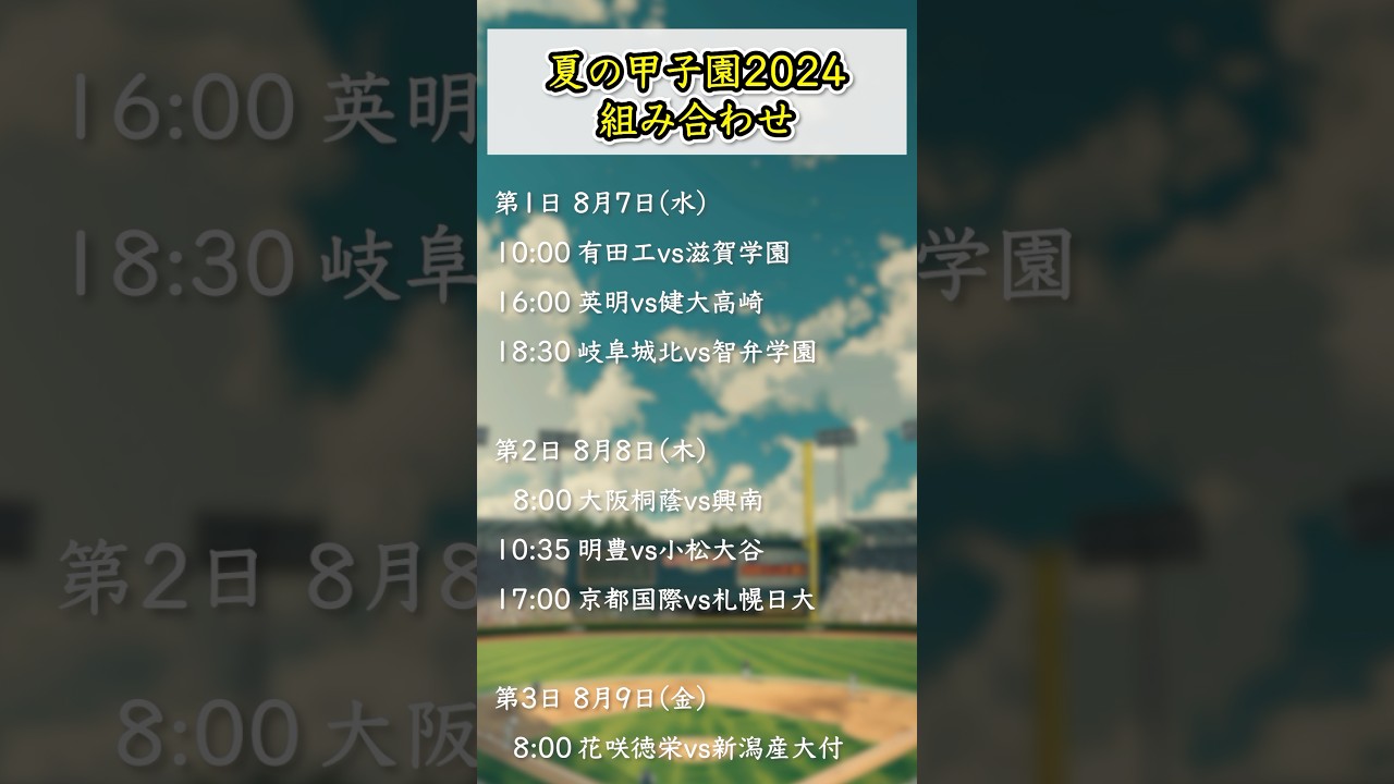 【甲子園】2024年組み合わせ #甲子園 #2024 #野球 #夏 #バーチャル甲子園 #トーナメント #熱闘甲子園 #高校野球 #shorts #short