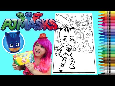 Coloring Catboy PJ Masks Disney GIANT Coloring Book Page Crayola Crayons | KiMMi THE CLOWN Video
