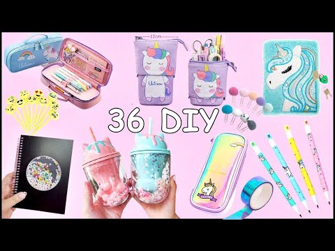 36 DIY MATERIAL ESCOLAR FÁCIL -TRUQUES E ARTESANATO DE VOLTA ÀS AULAS