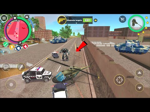 Rope Hero Vice Town (Silhouette of Military Helicopter Flying in Cloudy Sky) Helicopter & Car Robot