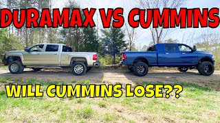 DURAMAX DESTROYS RAM ( CUMMINS VS DURAMAX L5P TUG OF WAR )