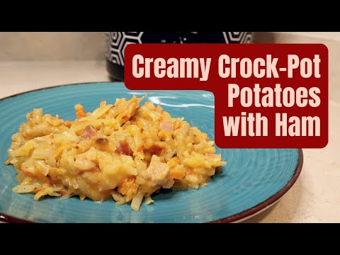 CREAMY CROCKPOT HAM and HASH BROWNS | Cheesy Ham Potluck Bake Recipe