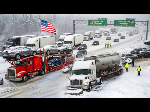 Minnesota ,USA! Massive Snowstorm Triggers I-94 Chaos, Hundreds of Crashes & Major Highway Shutdowns