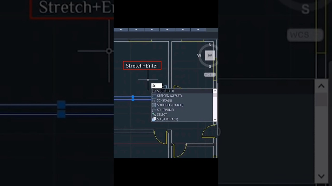 AUTO CAD Tricks || Stretch command in auto cad#autocaddrawing #autocad #stretching