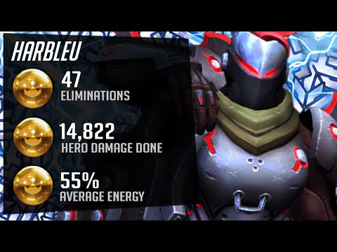 Harbleu Dominating as Zarya - 47 elims! [ Overwatch Season 28 Top 500 ]