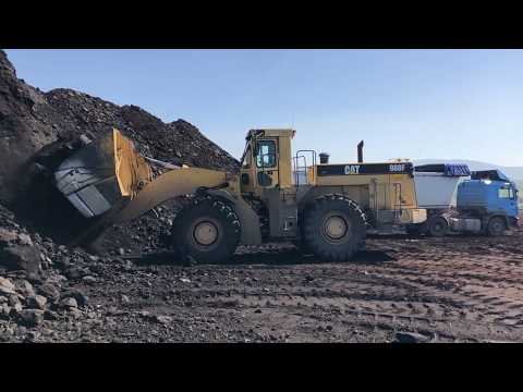 Caterpillar 988F Wheel Loader Loading Coal On Trucks - Labrianidis SA