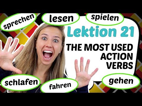 GERMAN LESSON 21: 10 MOST USED GERMAN ACTION VERBS (PARODY!) 🚴📒 🏃