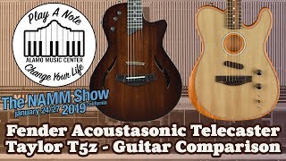 Video thumbnail for New Fender Acoustasonic Telecaster vs Taylor T5z - 2019 Guitar Comparison by Alamo Music Center