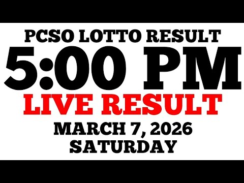 Lotto Result Today 5:00 PM Draw March 7, 2026 Saturday PCSO LIVE Result