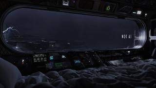 Flying Through A Thunder Storm | Rain & Thunder Sounds For Sleeping | Spaceship Ambience