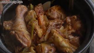Download lagu Alida cooked the chicken hot pot with hot chili pepper and white radish   a yummy healthy dish mp3