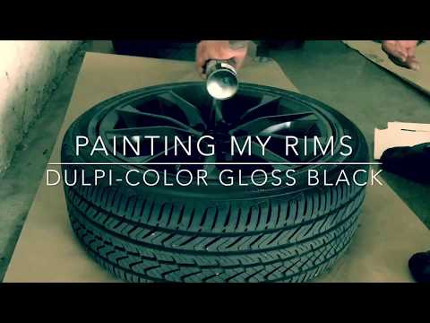 I spray painted my rims with DUPLI-COLOR!!! (High Performance Gloss Black)