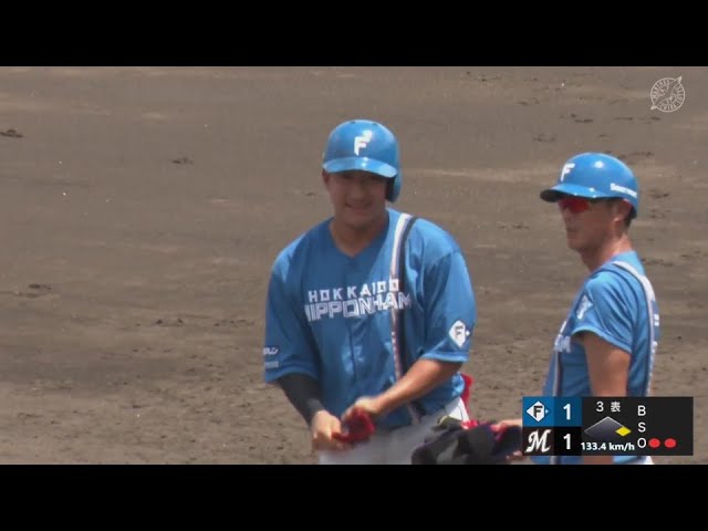 【ファーム】すぐさま同点に!! ファイターズ・有薗直輝 ライト前にポトリと落とすタイムリー!!  2024年7月9日 千葉ロッテマリーンズ 対 北海道日本ハムファイターズ