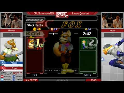 CFL Smackdown 153 Melee - Harriet (Fox) vs Krudo (Sheik) - Losers Quarters