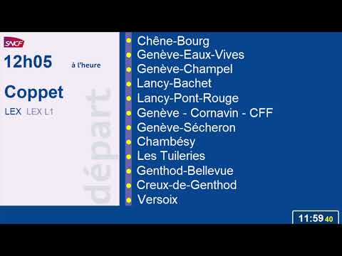 Annonce en gare d'Annemasse du train LEX L1