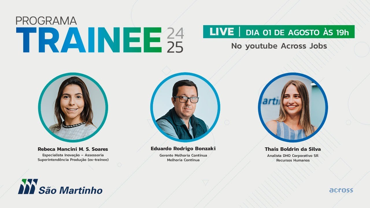 LIVE - Programa de Trainee São Martinho - Vagas Abertas!