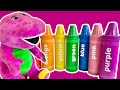BARNEY And Friends Purple Dinosaur GIANT Crayons Learning Colors