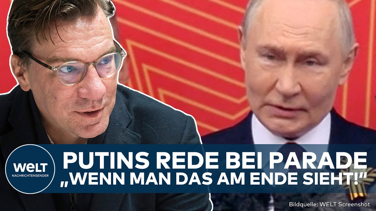 MOSKAU: Rede von Putin! Präsident von Russland spricht bei Parade auf Roten Platz am Kreml