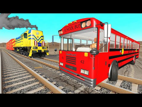 Truck Rescue Bus Cars - Cars vs Railroads - BeamNG.Drive