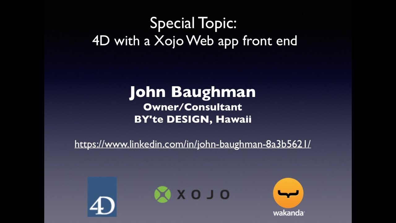 4DMethod #31 | 4D with a Xojo Web app front end, John Baughman