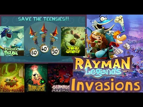 Rayman Legends - All Invaded Levels (Time Trials) Multiplayer 4-player Co-Op Walkthrough
