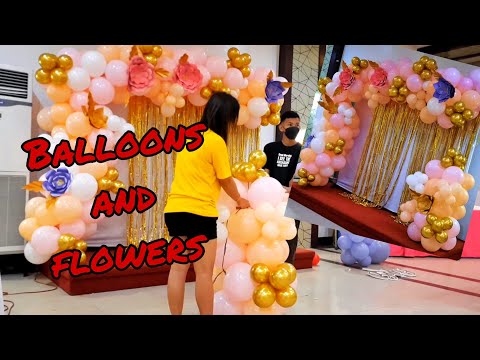 Balloons and flowers backdrop decoration "65th birthday"Sorina Beldad
