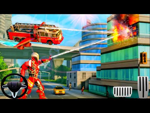 Flying Fire Fighter Truck Transform Robot Wala Game Android Gameplay