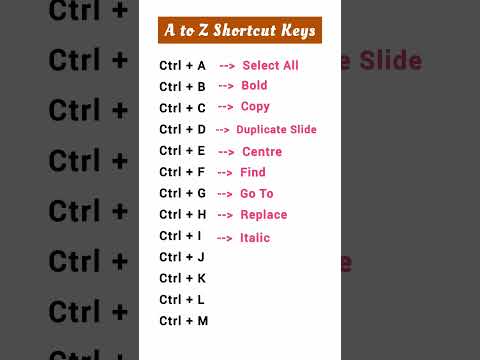 ctrl A to Z shortcut keys microsoftexcel