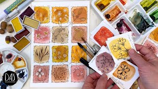 3 Simple Watercolor Hacks for Doodle Squares: Easy Fall Abstract (Beginner Friendly!)