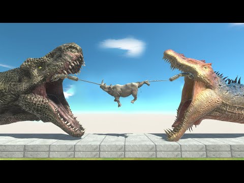 Trex & spino heads eats every units - Animal Revolt Battle Simulator