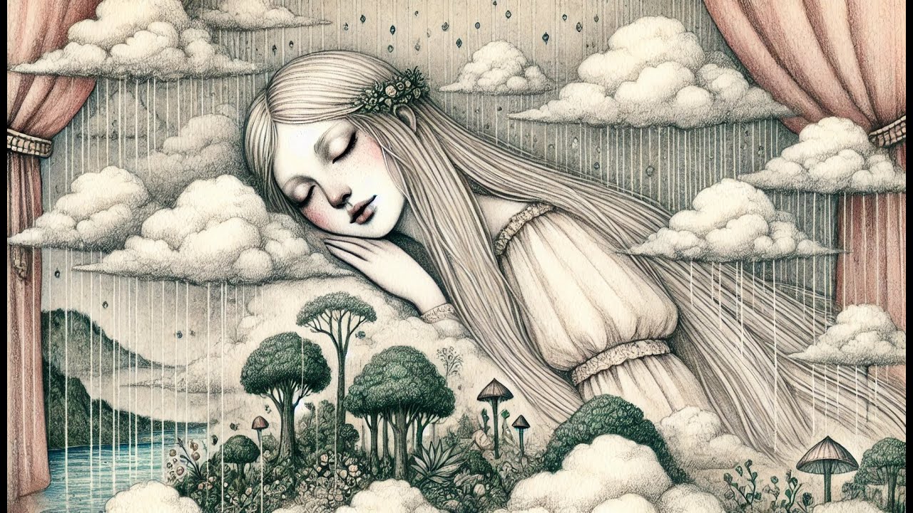 Dreamlike medieval fantasy atmosphere, Celtic music - Oniric relaxing with sound of rain and thunder
