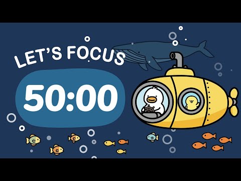 3 hour Underwater Focus 🌊 Brown Noise Pomodoro 50/10 | Deep Work & Study Timer | GooDuck Pomodoro 🦆