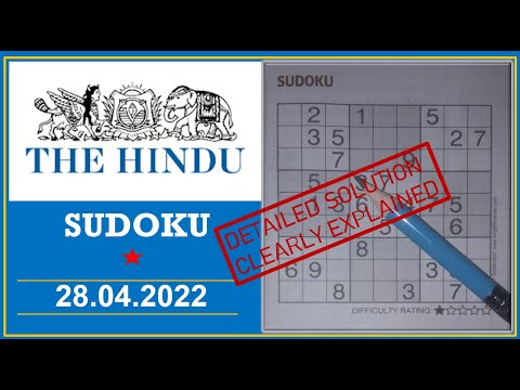How to Solve 1 Star Hindu  Sudoku Apr 28, 2022 -  Step By Step Solution