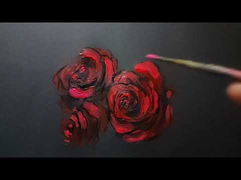 red roses🌹🎨🖌️ acrylic painting on black paper🥰