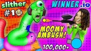 WINNER.IO HIGHEST SCORE EVER on Slither.io #10 Ruined by Paintball Gun Scare (FGTEEV 3x Win Diep.io)