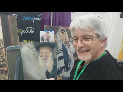 Rimanov Rebbe artist draws a portrait on camp expo
