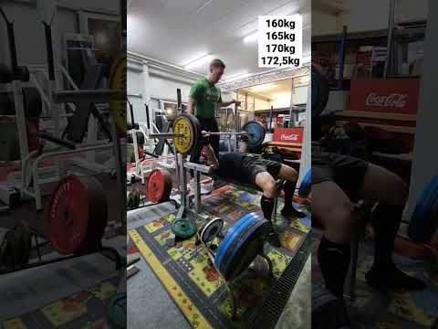 2023-03-23: 160kg to 172,5kg bench press singles