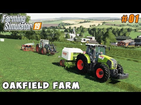 Mowing grass, bale silage | Farming on Oakfield Farm | Farming simulator 19 | Timelapse #01