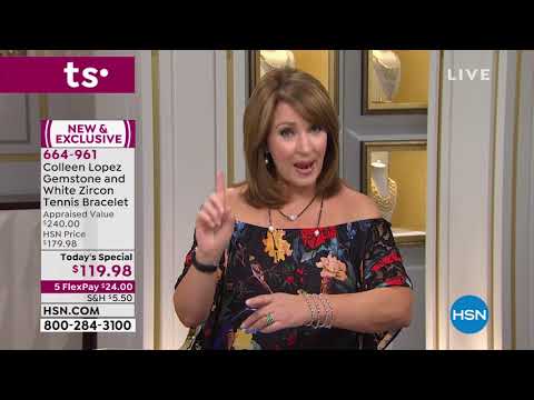 Colleen Lopez Gemstone and White Zircon Tennis Bracelet