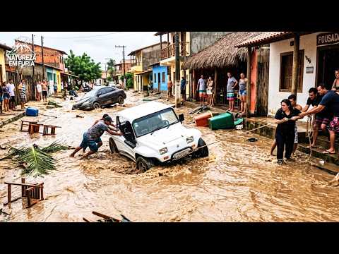 CAOS no CEARÁ: TEMPESTADE em JERICOACOARA CRIA RIOS e GERA PÂNICO