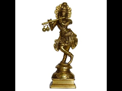 Hindu god krishna playing murli handmade brass statue
