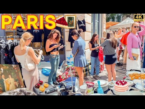 Paris, France ???????? Food & Flea Market PARADISE, 2024 Paris Walk 4K