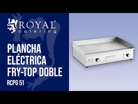 vídeo - Plancha eléctrica fry-top doble - 700 x 400 mm - Royal Catering - ondulada - 4400 W