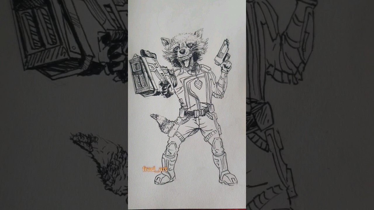 ROCKET RACCOON 🚀 🐐 #comicart #inksketch #fanart