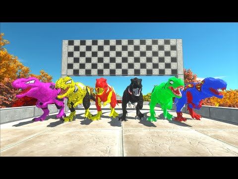 Superhero Dc Marvel T-rex Units' Autumn Forest Speed ​​Race - Animal Revolt Battle Simulator