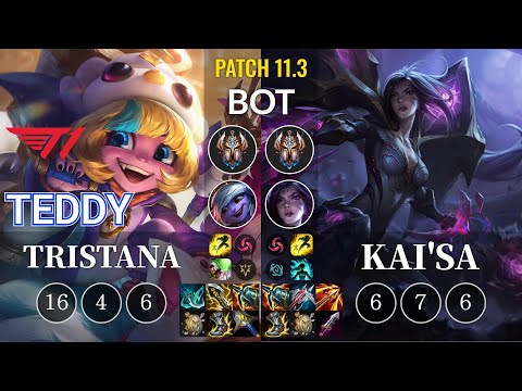 T1 Teddy Tristana vs Kai'Sa Bot - KR Patch 11.3