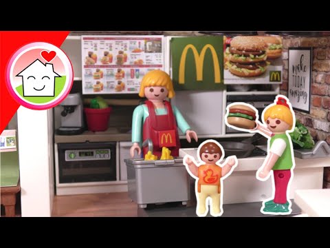 Playmobil Familie Hauser - eigener McDonalds zu Hause - Geschichte mit Anna und Lena