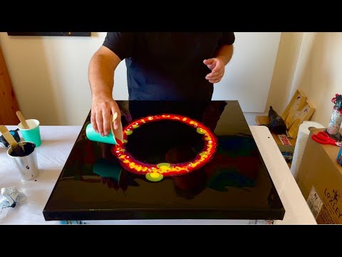 Circle of FIRE 🔥 This is a HOT VORTEX / Abstract Acrylic Painting / Fluid Art