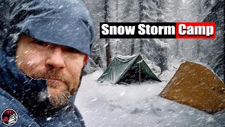 Camping in HEAVY SNOW with 2 Storm Shelters