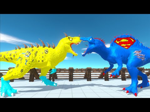 WOLVERINE T-REX vs SUPERMAN SPINOSAURUS DEATH RUN - Animal Revolt Battle Simulator